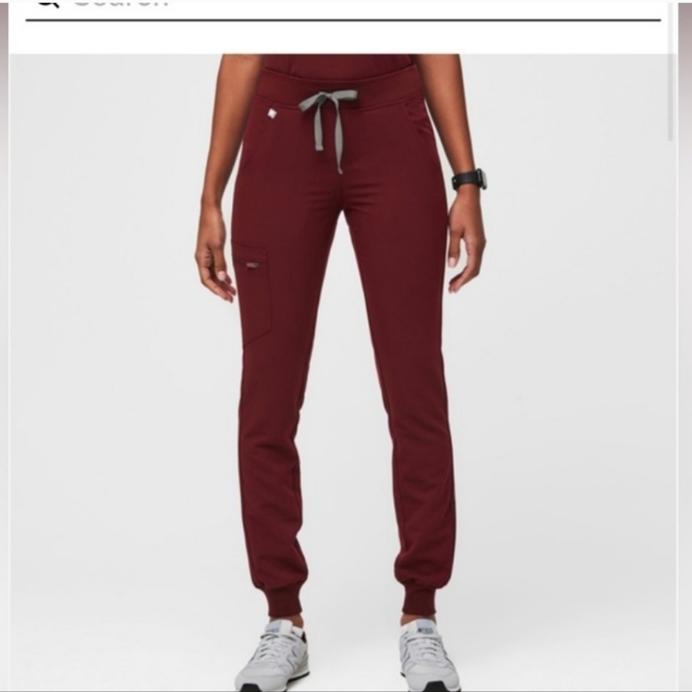 Figs Maroon Zamora High Waist Joggers